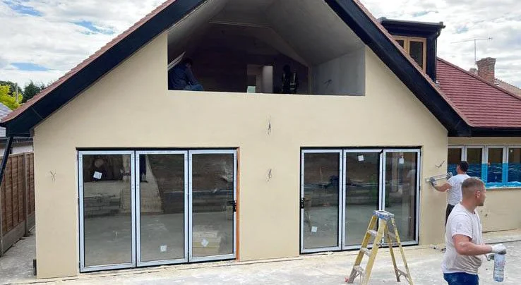 Plastering In Leatherhead — house extension rendering project in Leatherhead Surrey