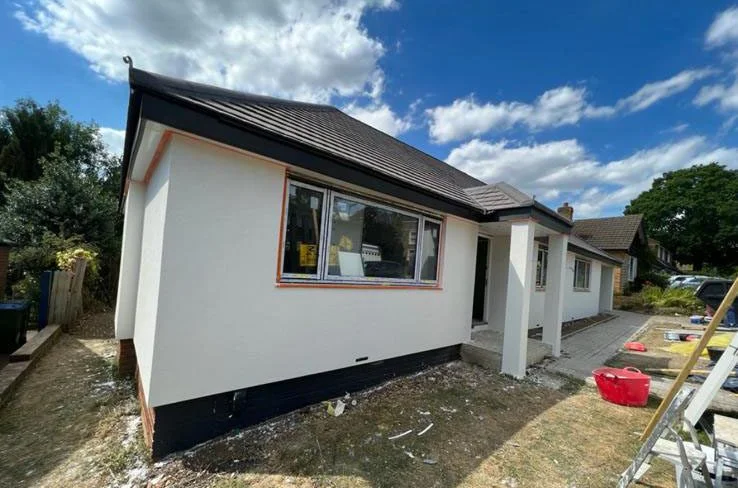Rendering In Epsom — house rendering project in progress in Epsom Surrey