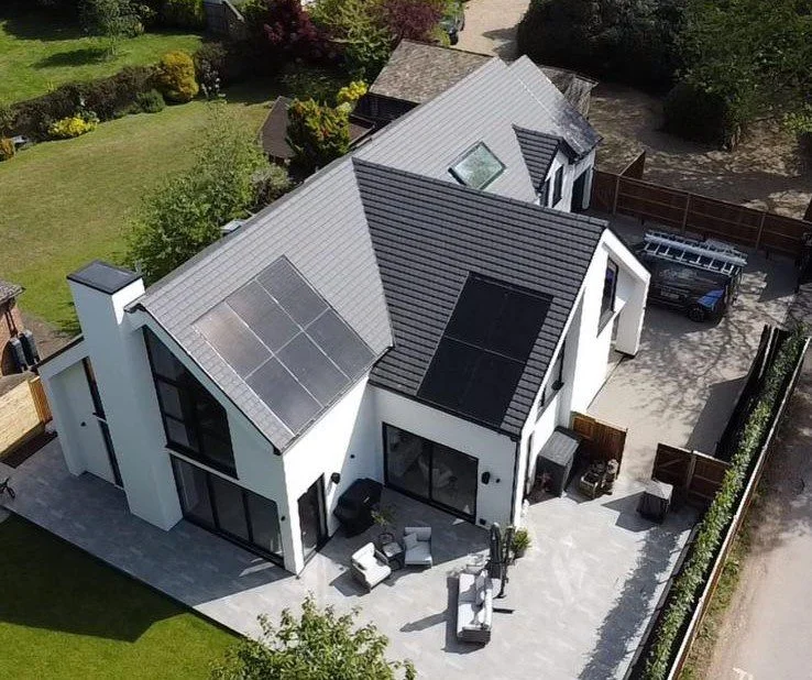 Aerial view of a rendered house in Surrey