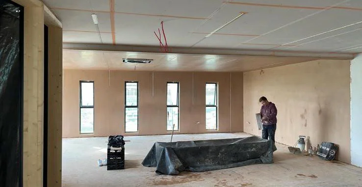 Plastering In Oxshott — large room plastering project in an Oxshott Surrey property