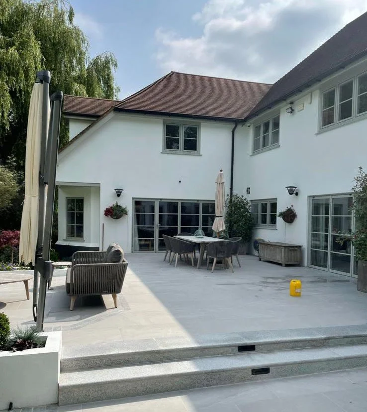 Rendering In Woking — modern rendered home with patio completed in Woking Surrey