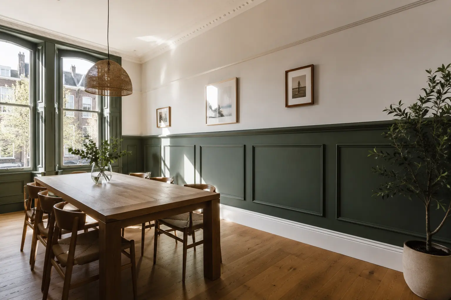 Wall panelling installed as a decorative alternative to traditional plastering.