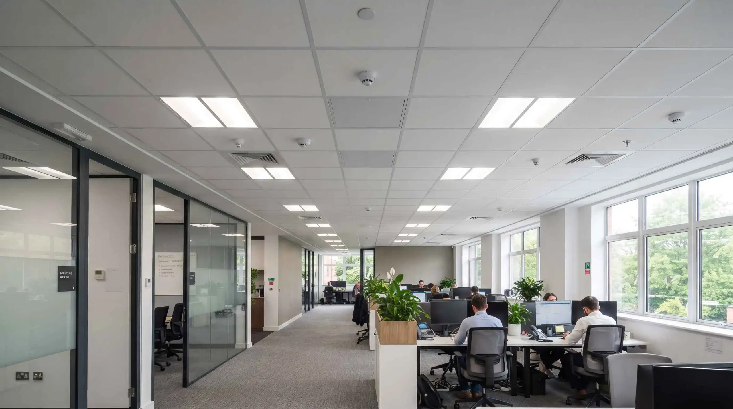 Commercial suspended ceiling installed in an office in Surrey