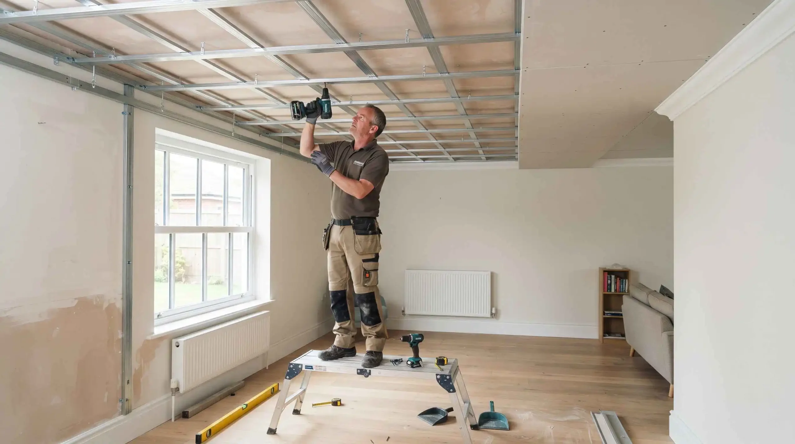 MF and suspended ceiling installation by Surrey Plastering and Rendering Company in Cobham