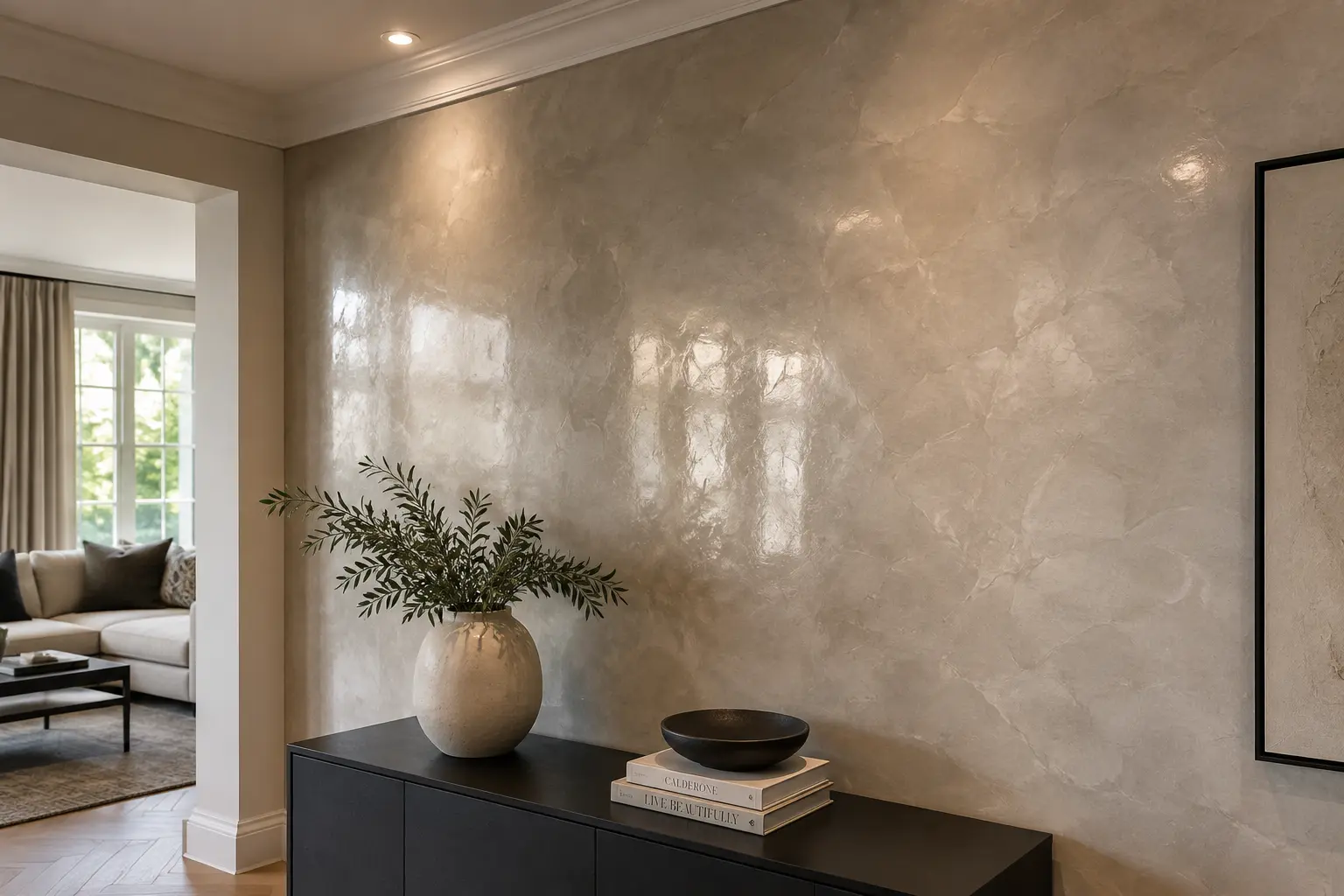 Bespoke Venetian plastering by Surrey Plastering and Rendering Company in Cobham